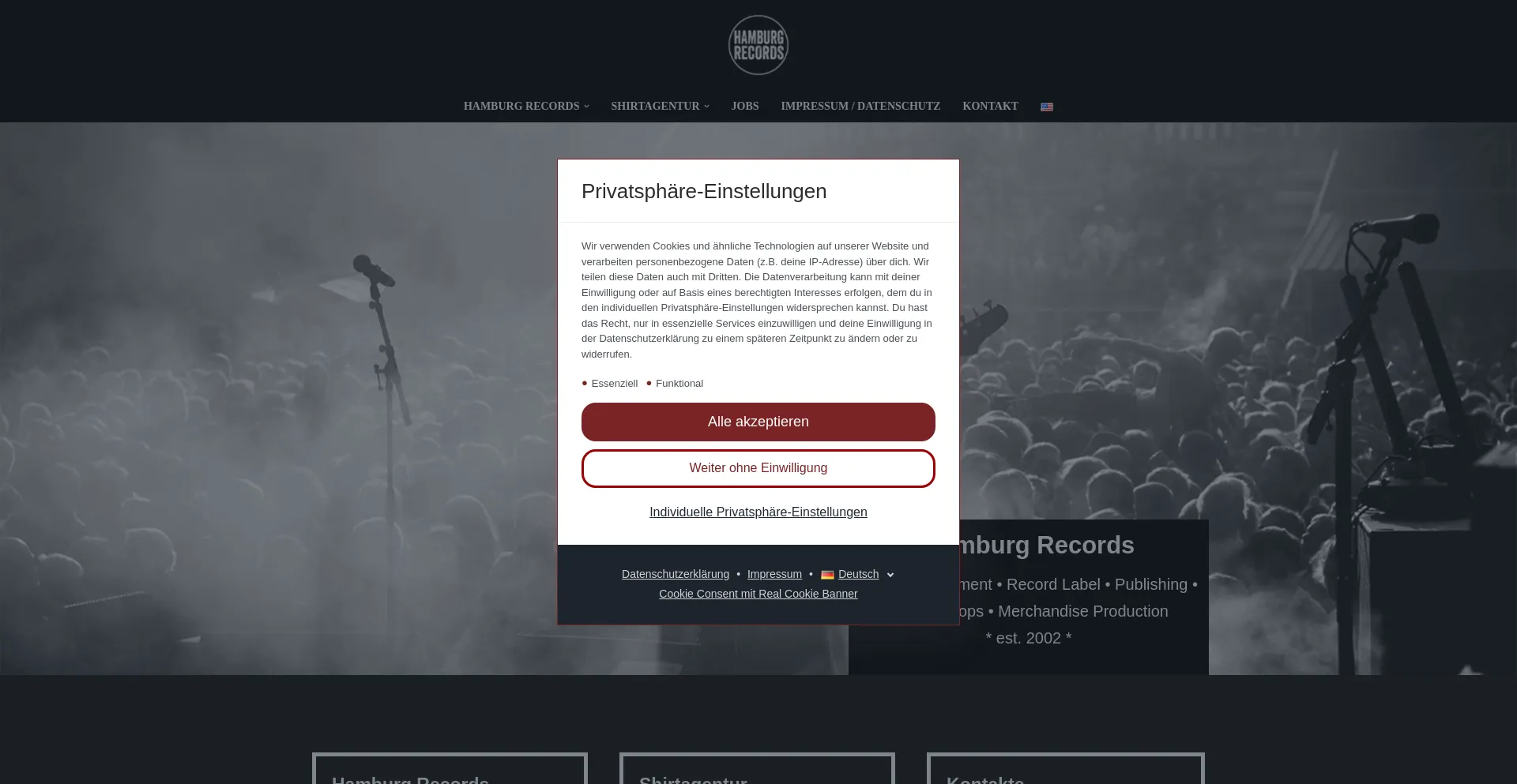 Website screenshot of Hamburgrecords.com