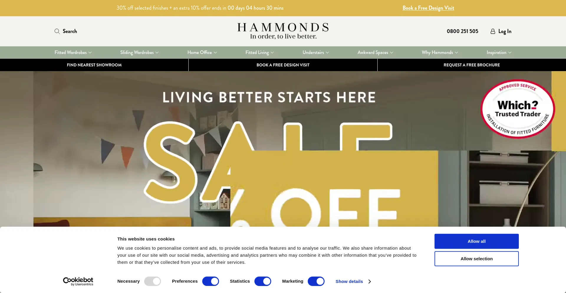 Website screenshot of Hammonds-uk.com