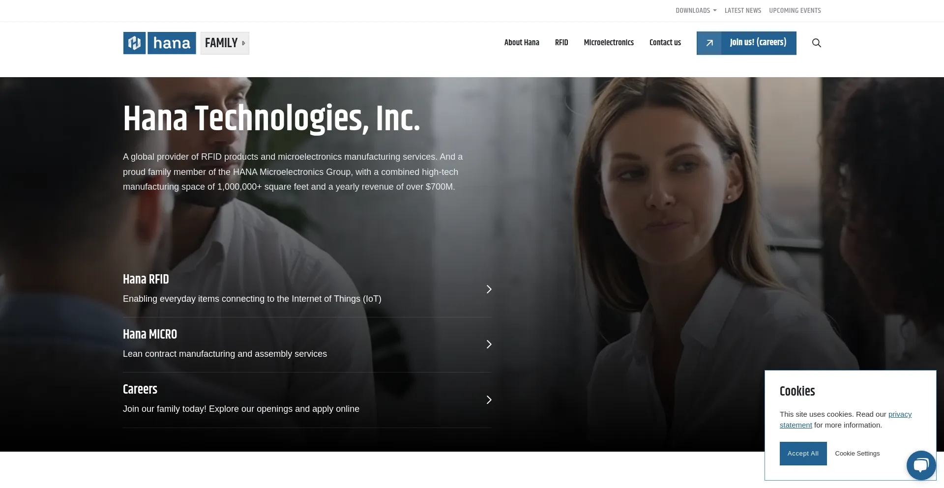 Website screenshot of Hana.family