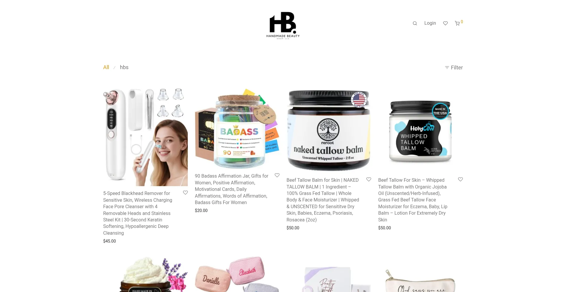Website screenshot of Handmadebeauty.shop