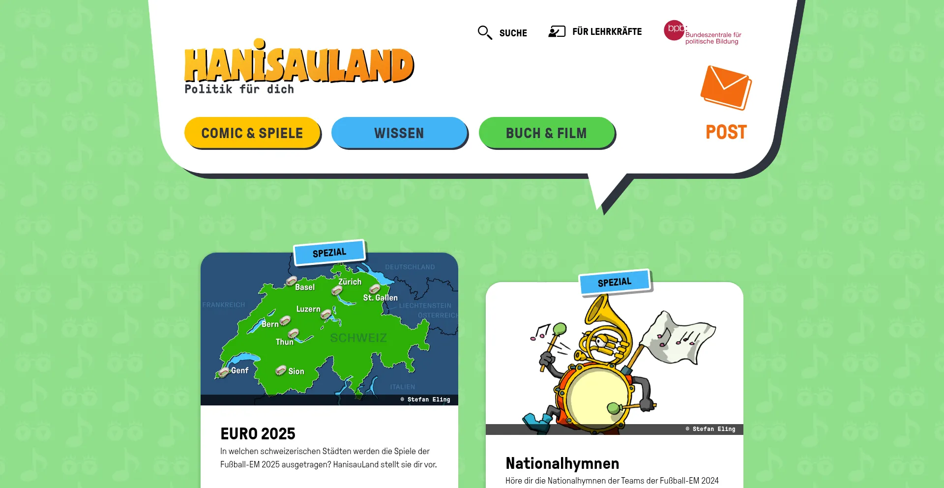 Website screenshot of Hanisauland.de