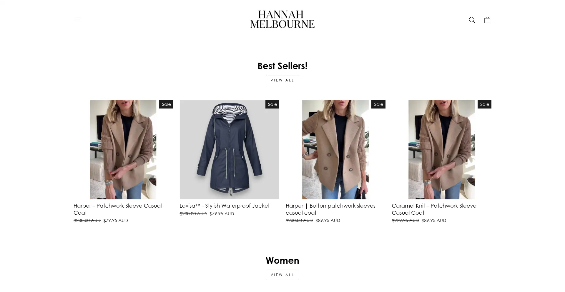 Website screenshot of Hannah-melbourne.com