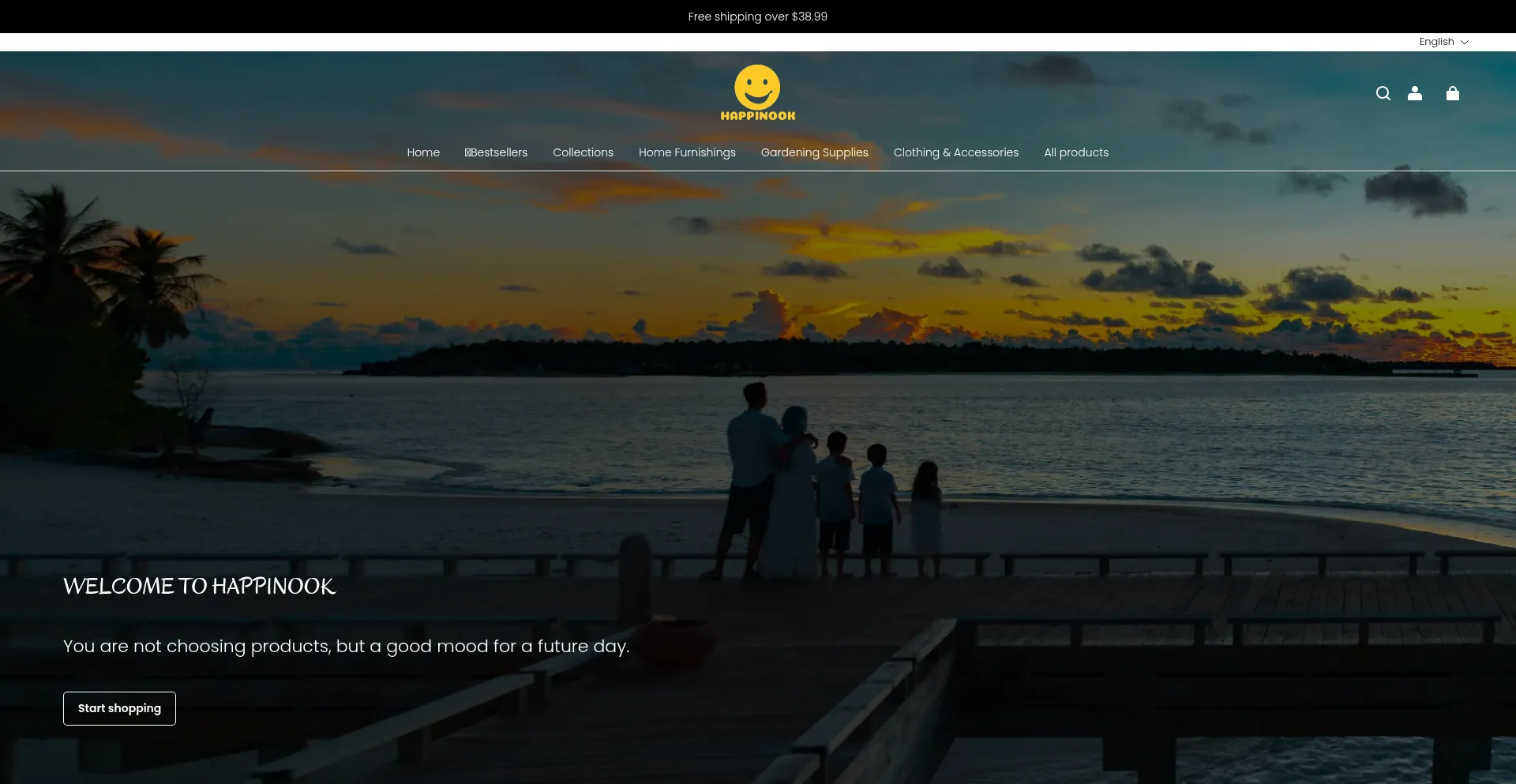 Website screenshot of Happinook.com
