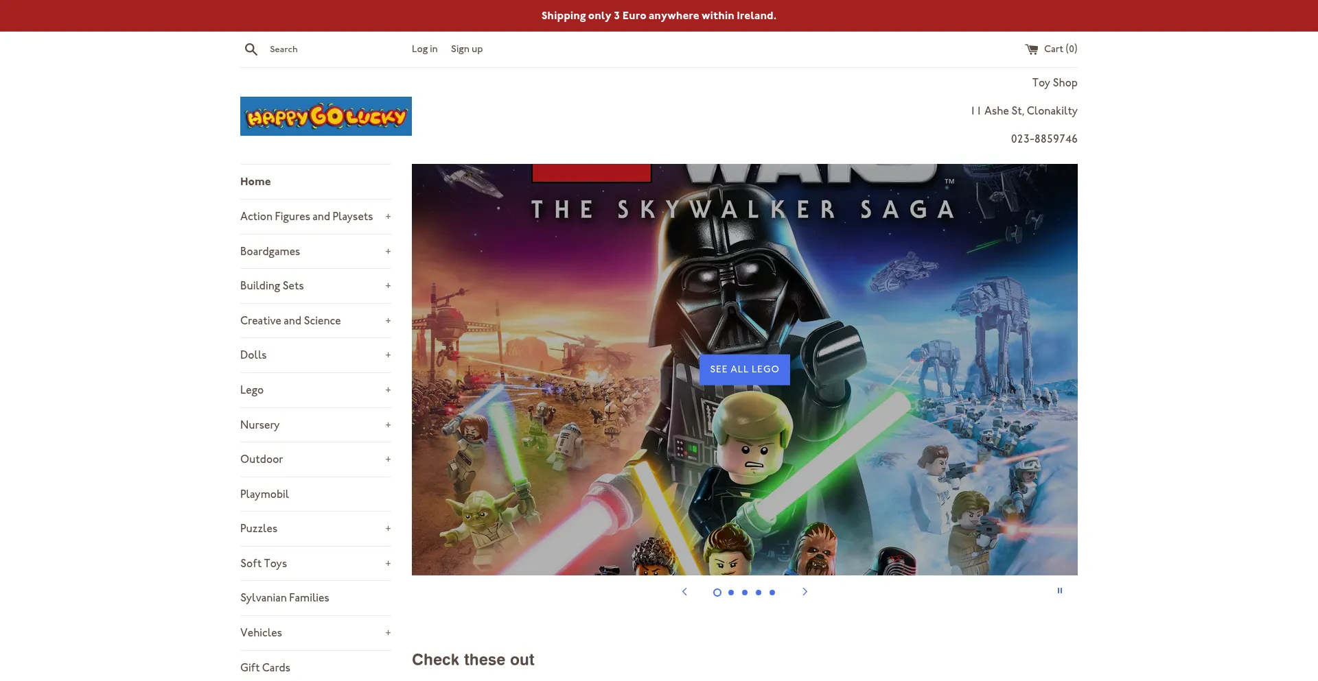 Website screenshot of Happygoluckyclonakilty.com