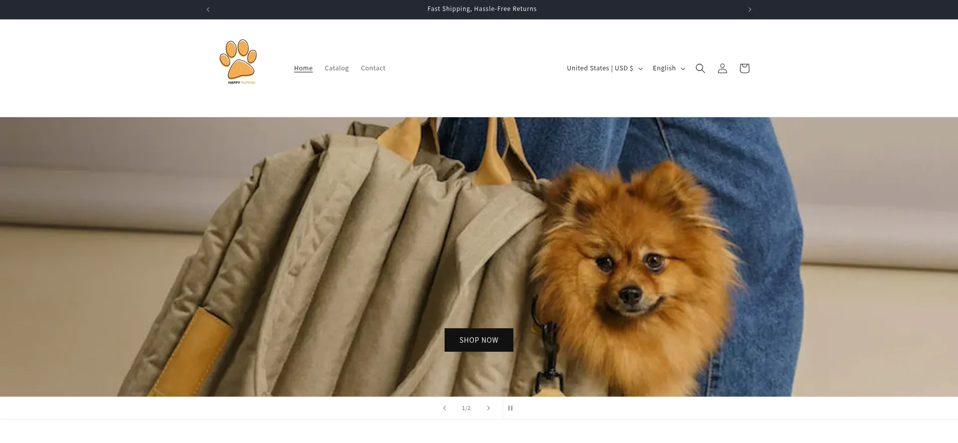 Website screenshot of Happypuppies.store