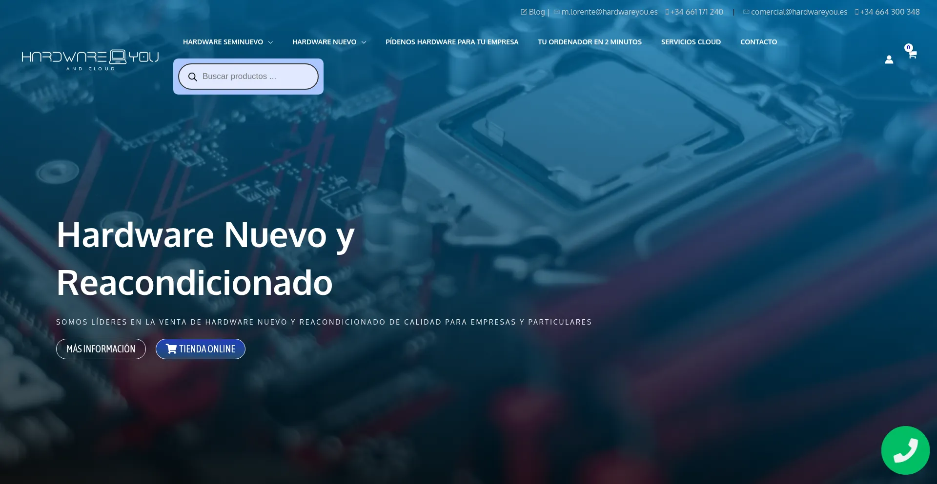 Website screenshot of Hardwareyou.es