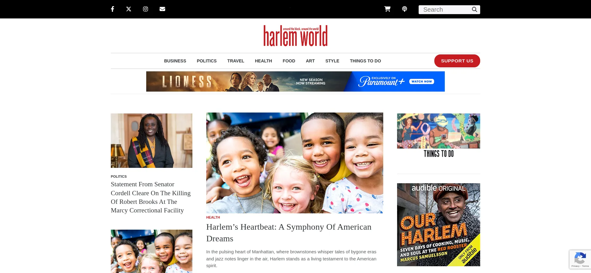 Website screenshot of Harlemworldmagazine.com