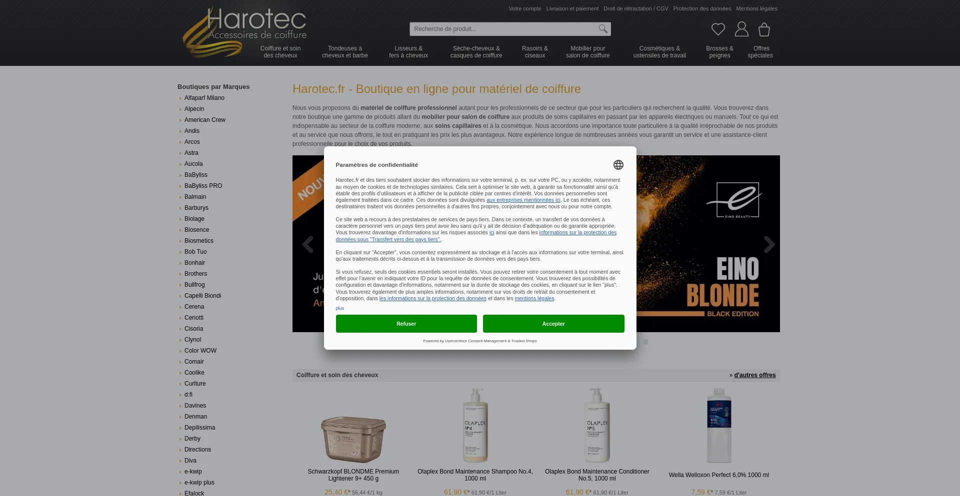 Website screenshot of Harotec.fr