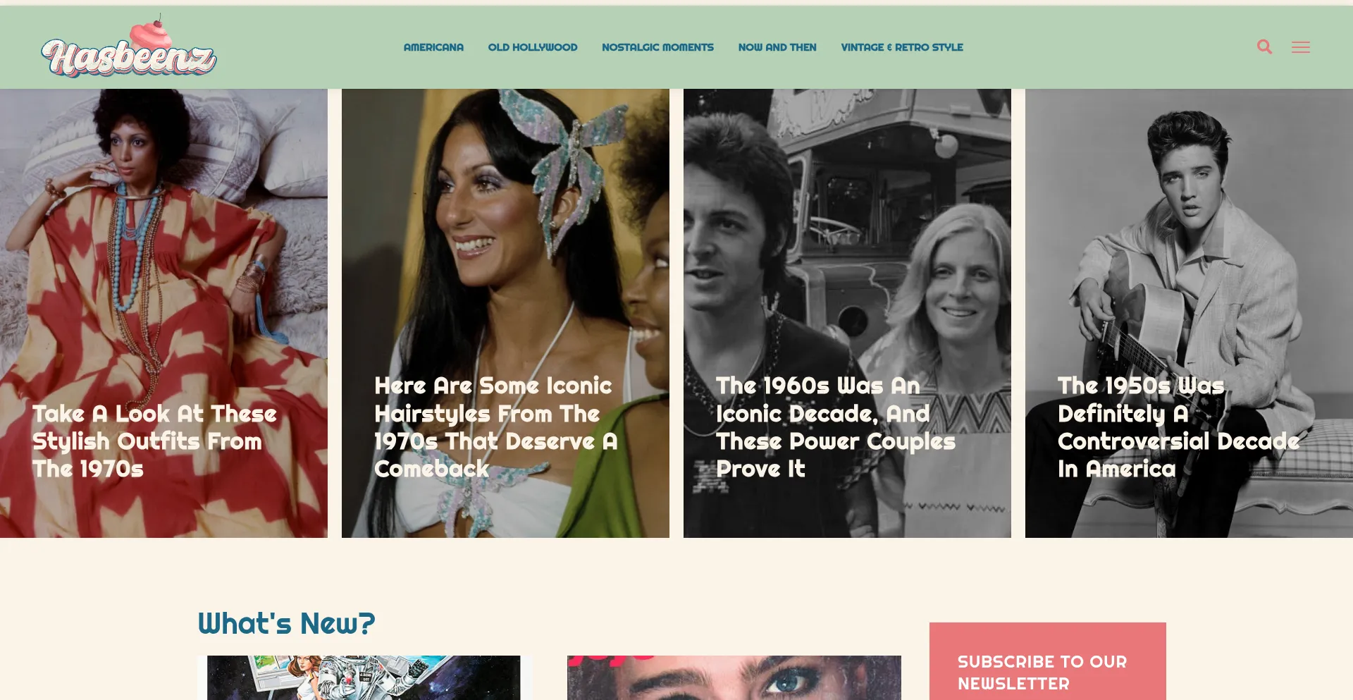 Website screenshot of Hasbeenz.com