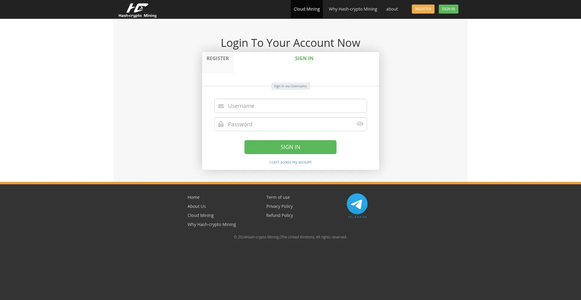 Website screenshot of Hashcrypto.me