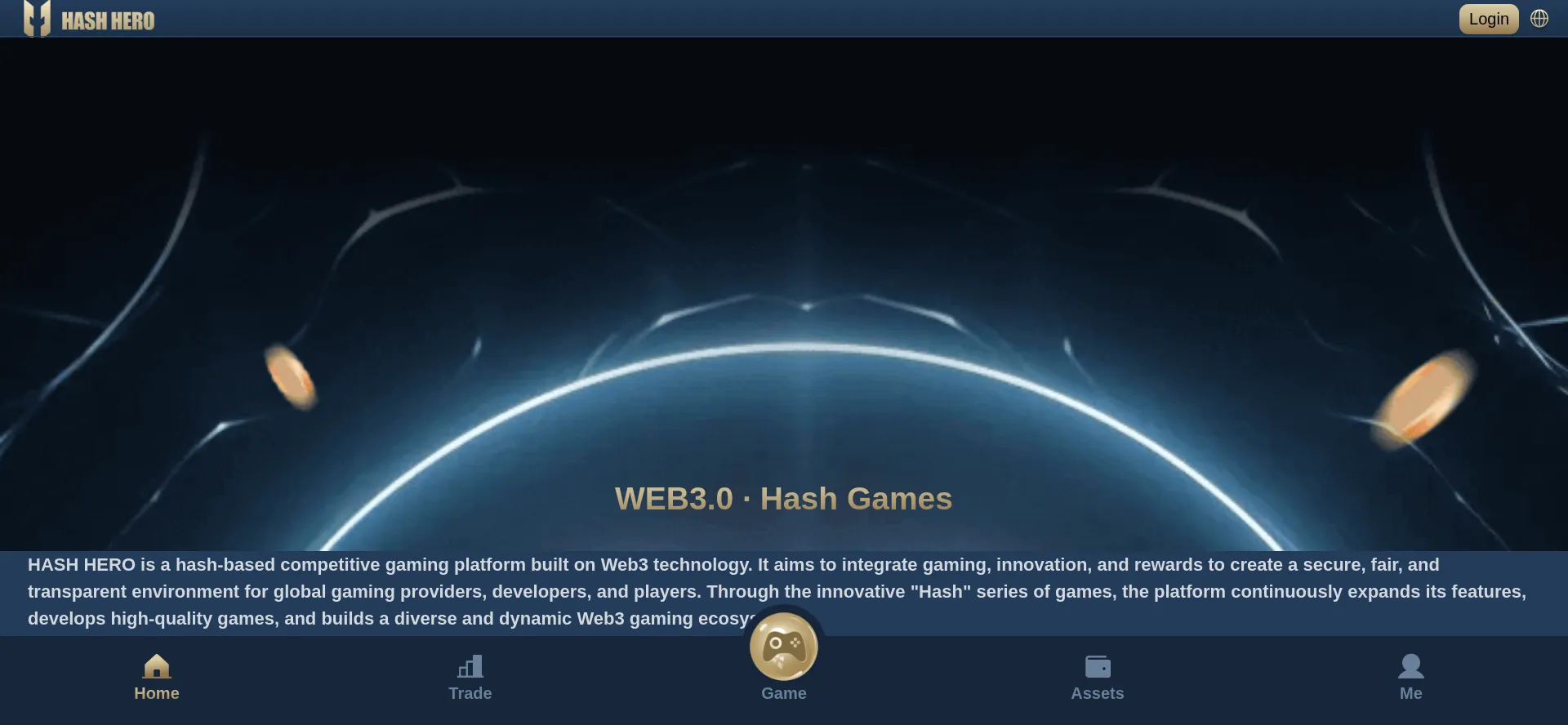 Website screenshot of Hashhero.game