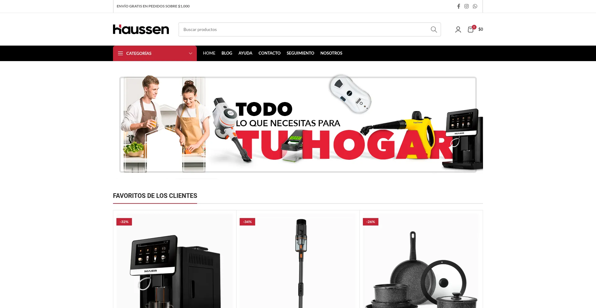 Website screenshot of Haussen.mx