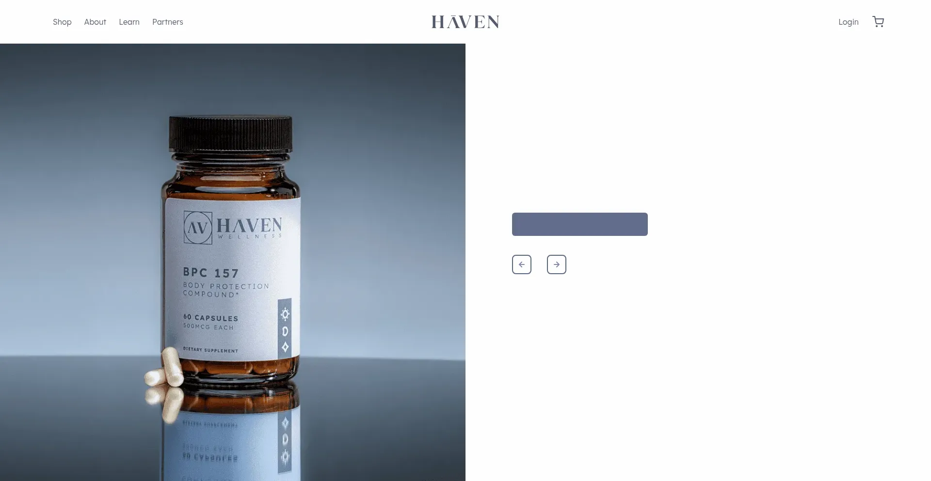Website screenshot of Havenpeptides.com