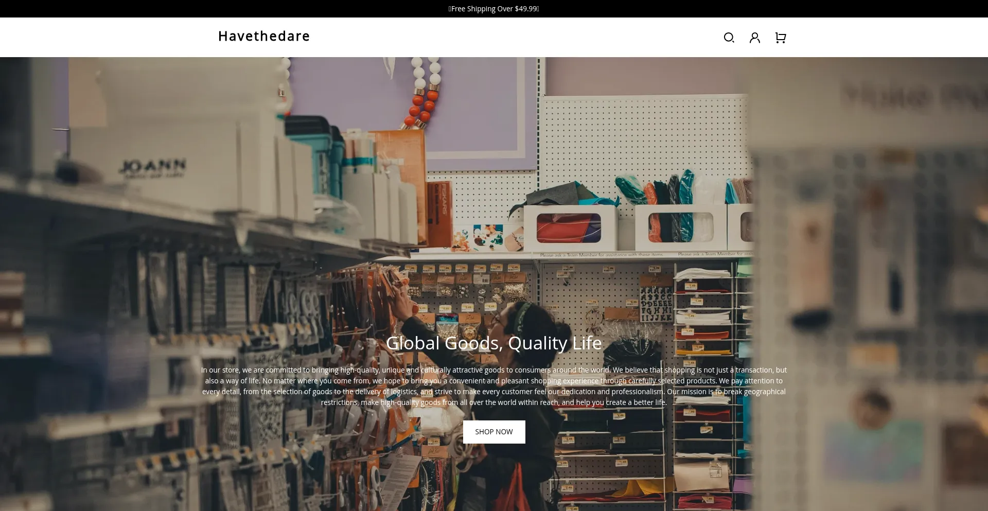 Website screenshot of Havethedare.com