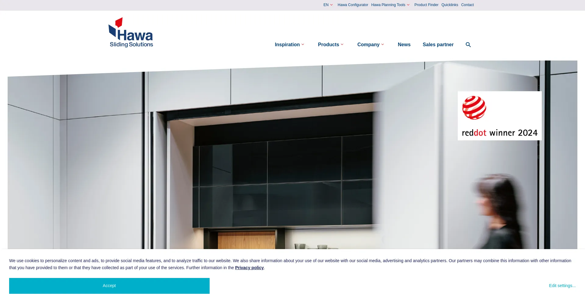 Website screenshot of Hawa.com
