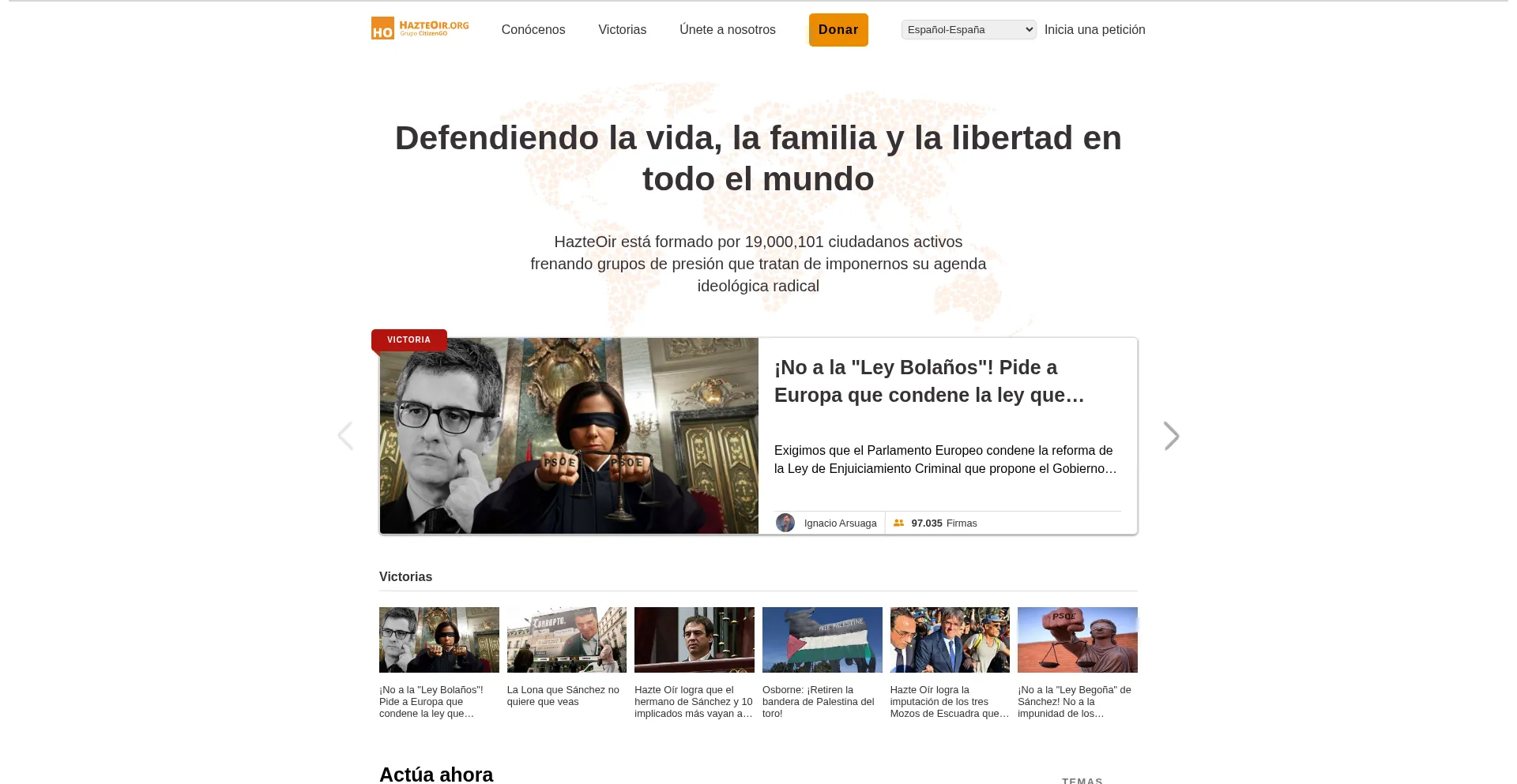 Website screenshot of Hazteoir.org