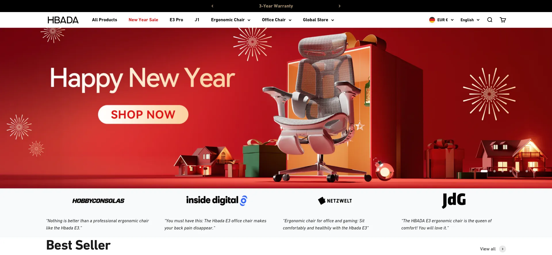 Website screenshot of Hbada.eu