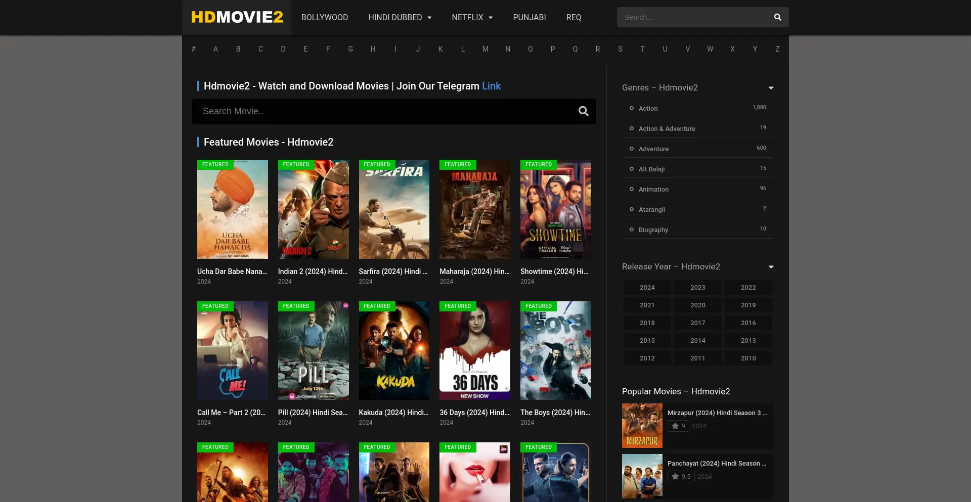Website screenshot of Hdmovie2.sale