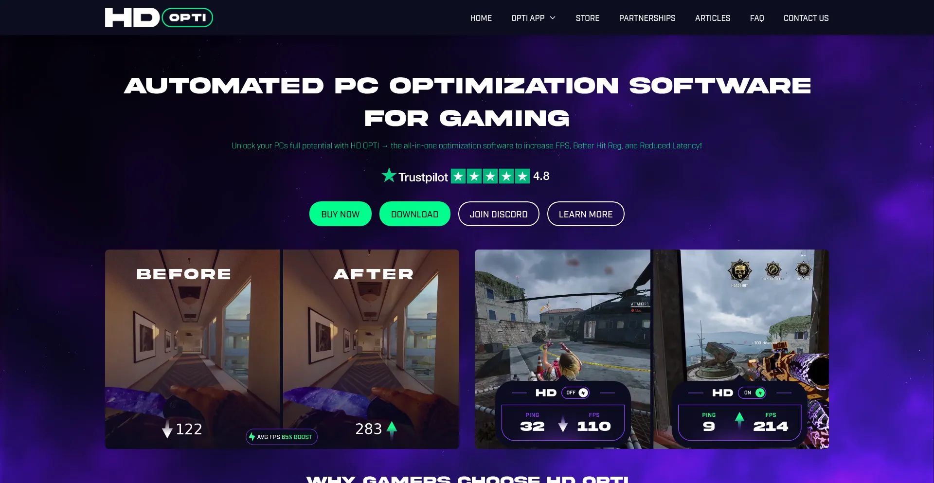 Website screenshot of Hdopti.com