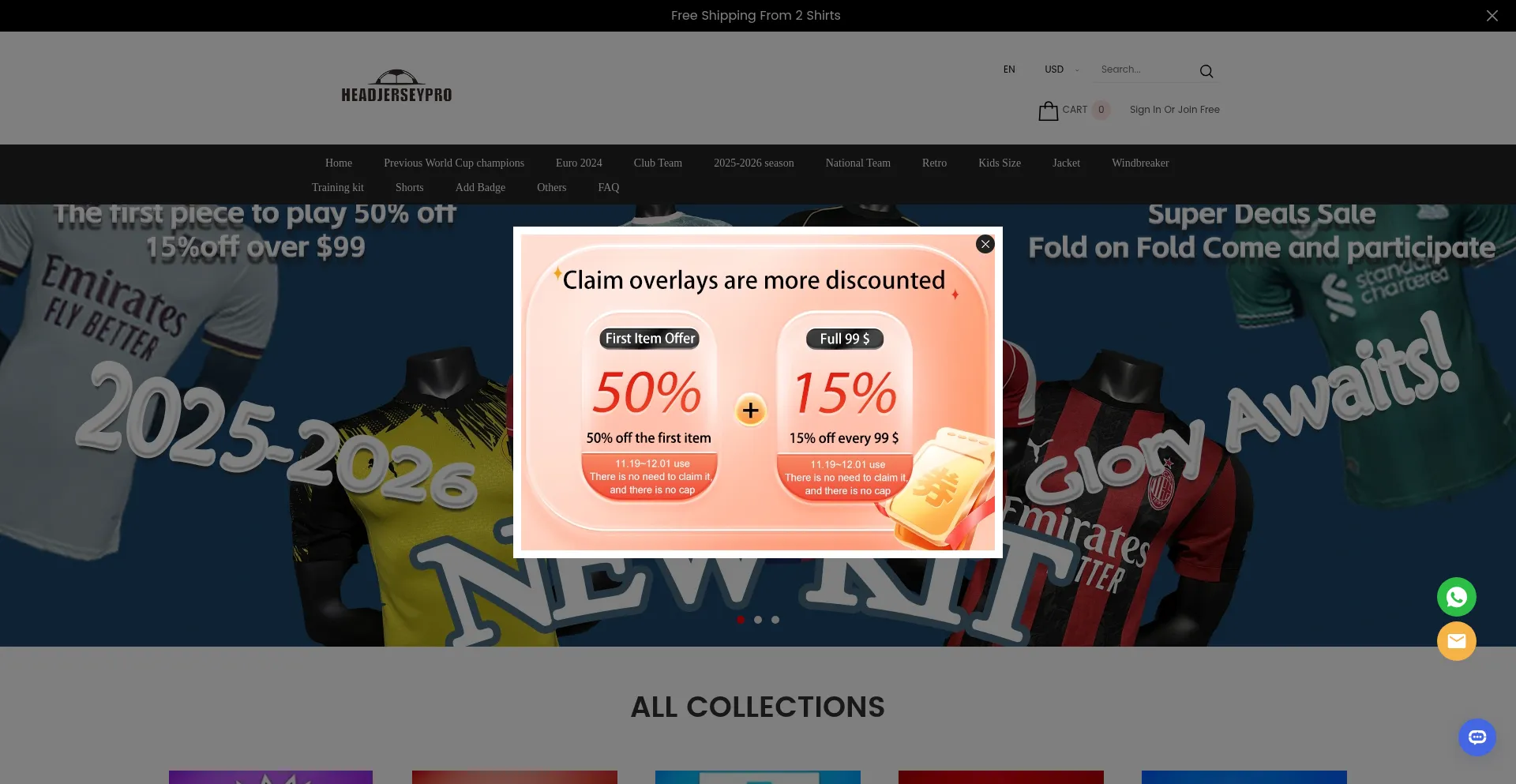 Website screenshot of Headjerseypro.com