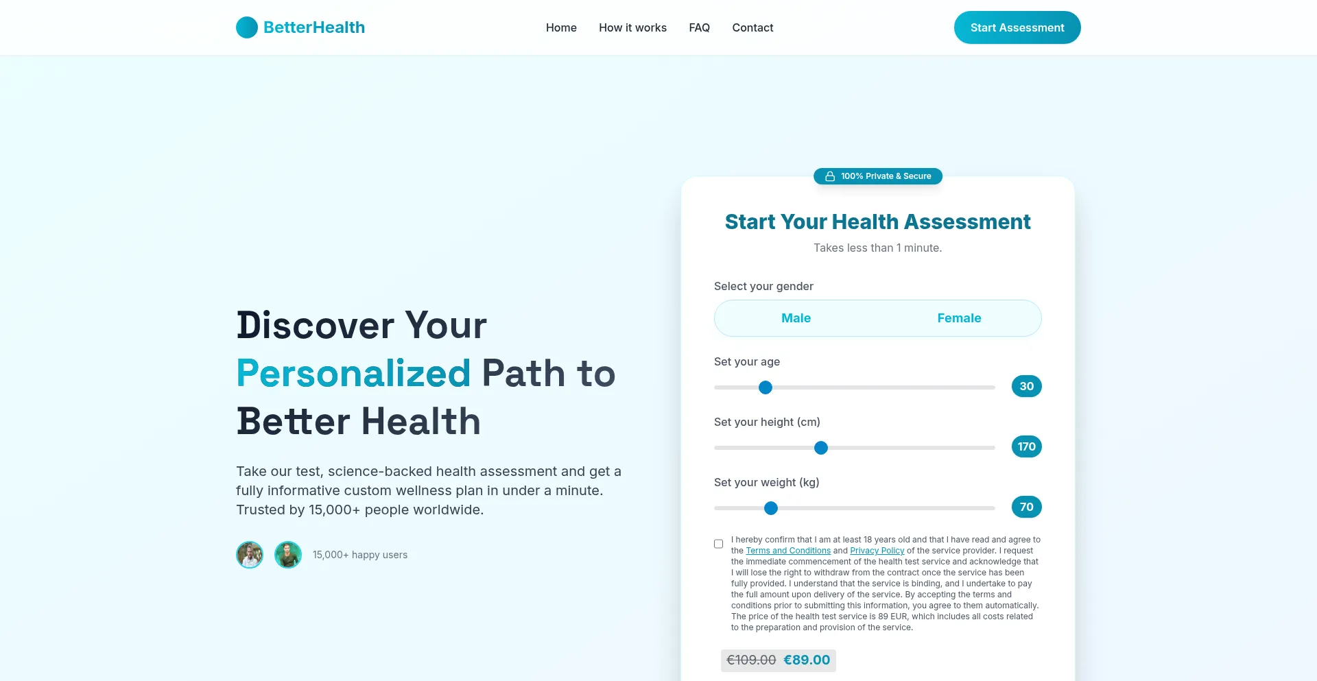 Website screenshot of Health-assess.com