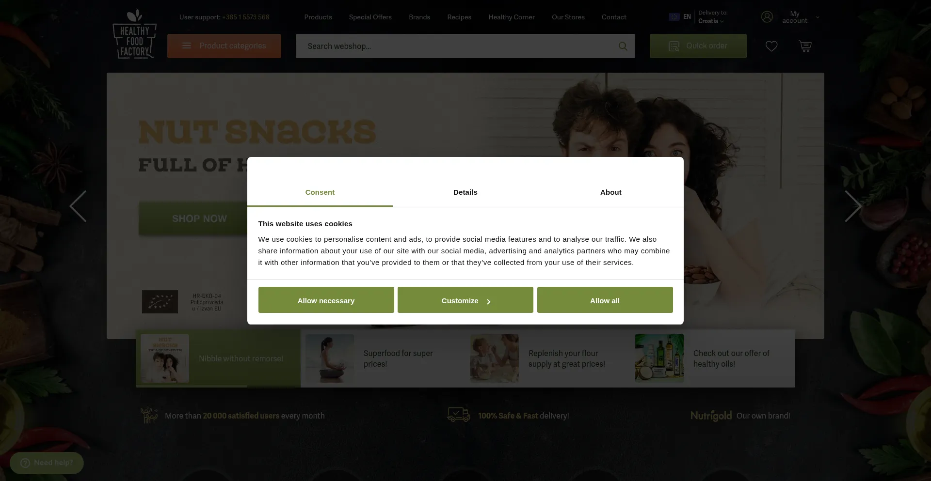 Website screenshot of Healthyfoodfactory.eu