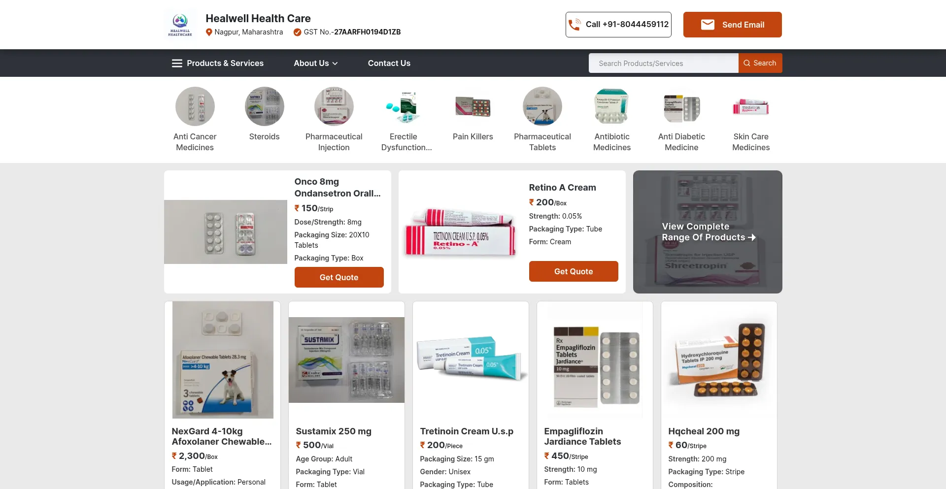 Website screenshot of Healwellhealthcare.in