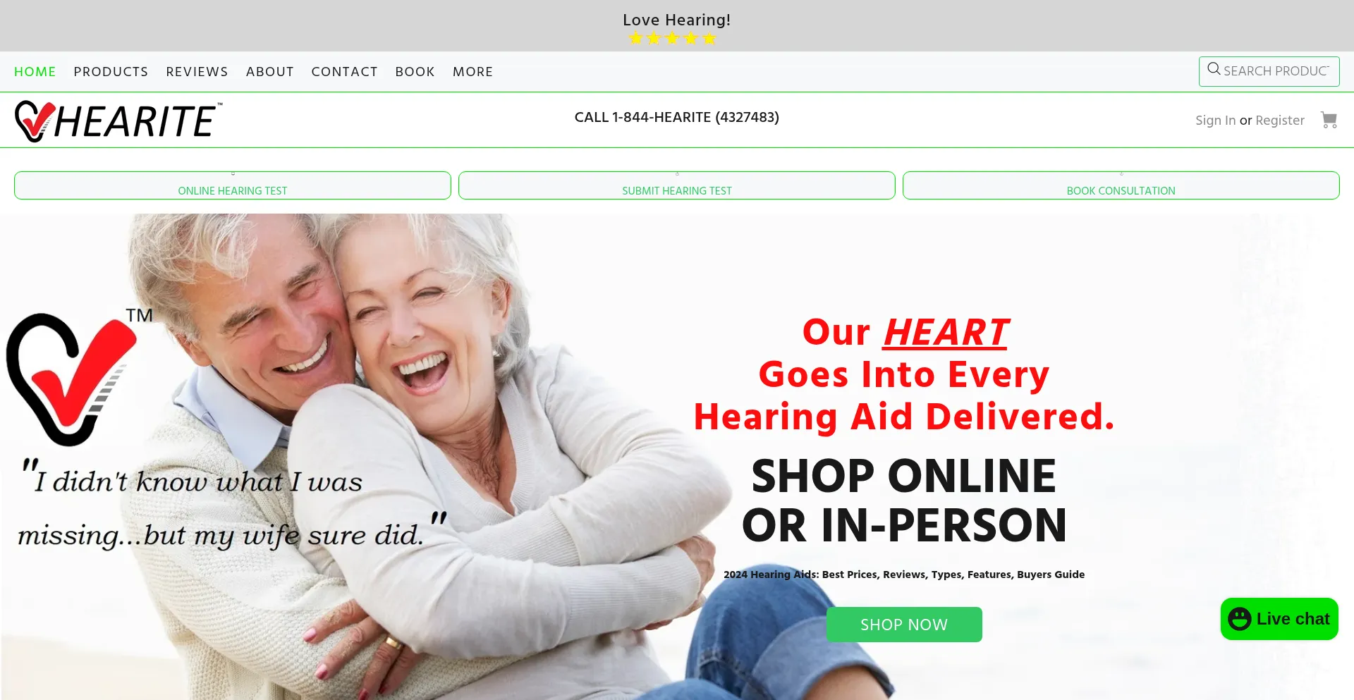 Website screenshot of Hearite.com