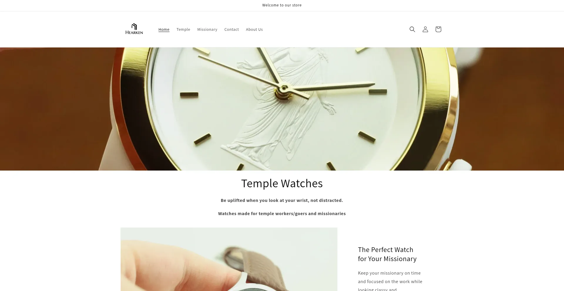 Website screenshot of Hearkenwatches.com