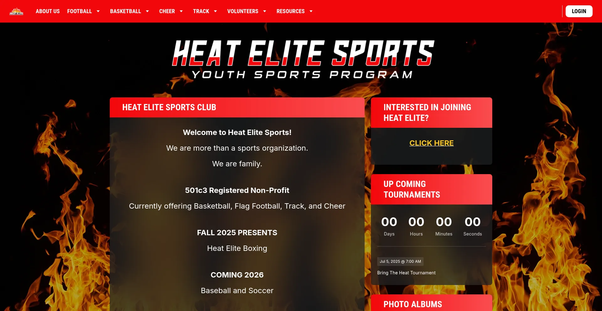 Website screenshot of Heatelitesports.com