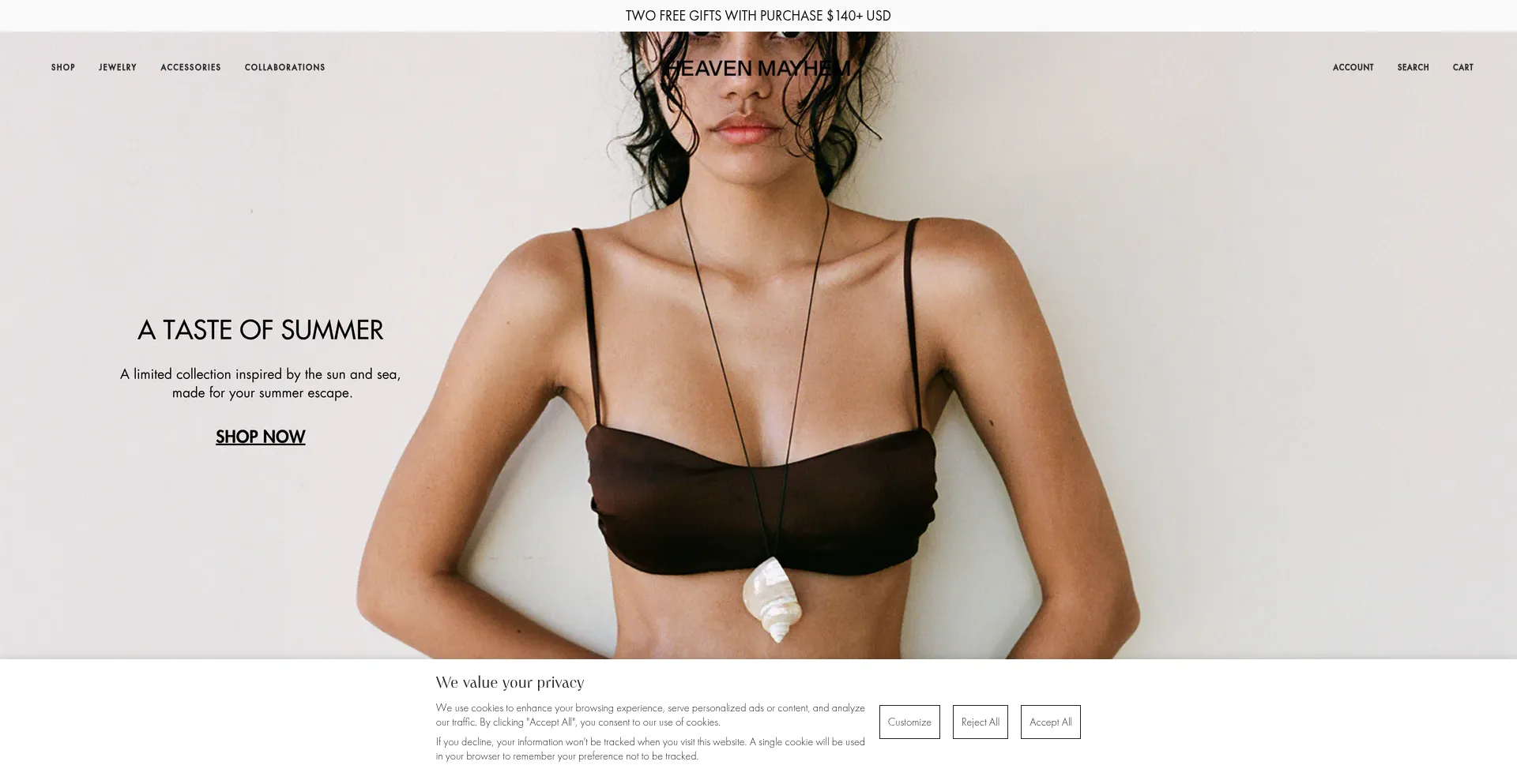 Website screenshot of Heavenmayhem.com