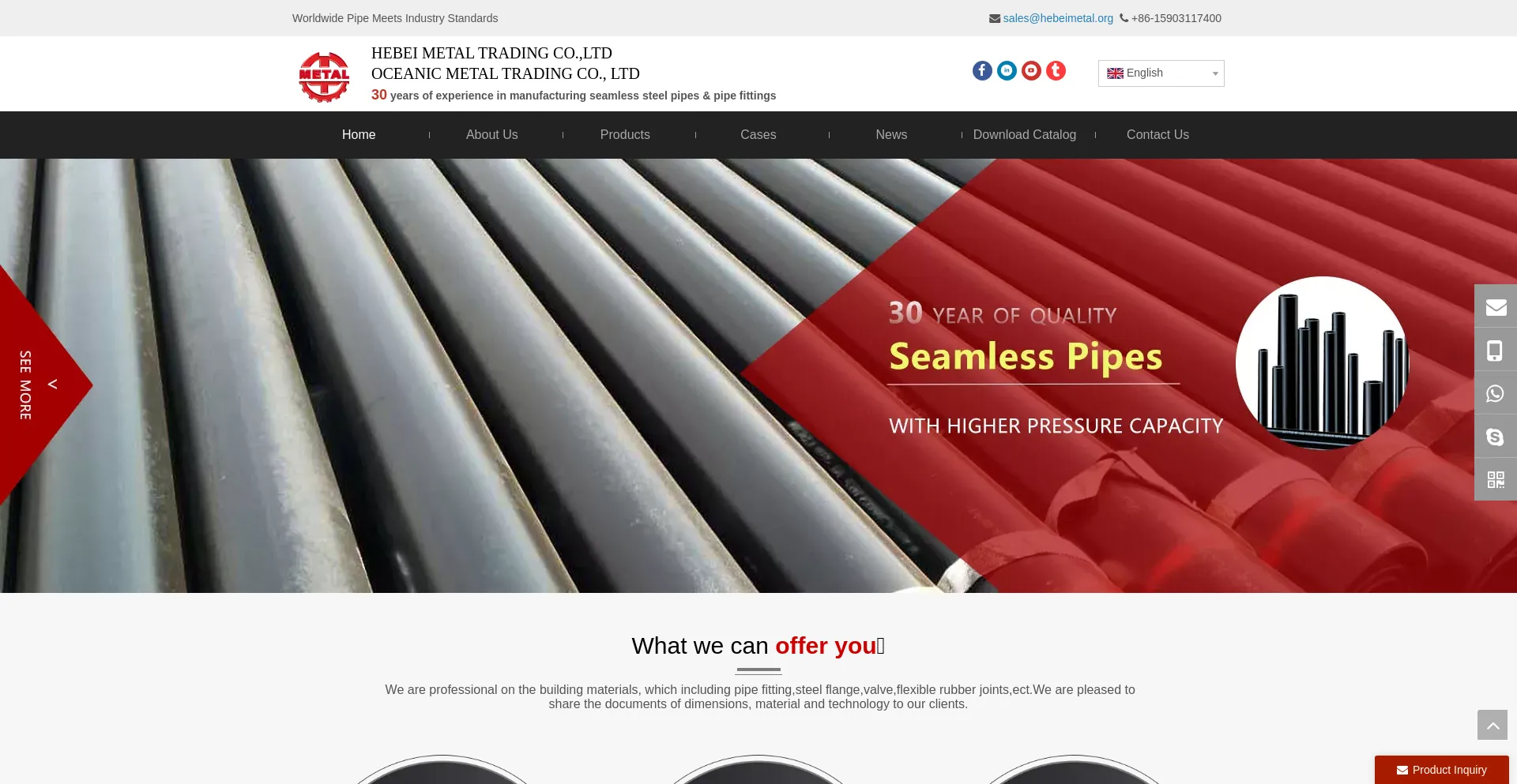 Website screenshot of Hebeimetal.com