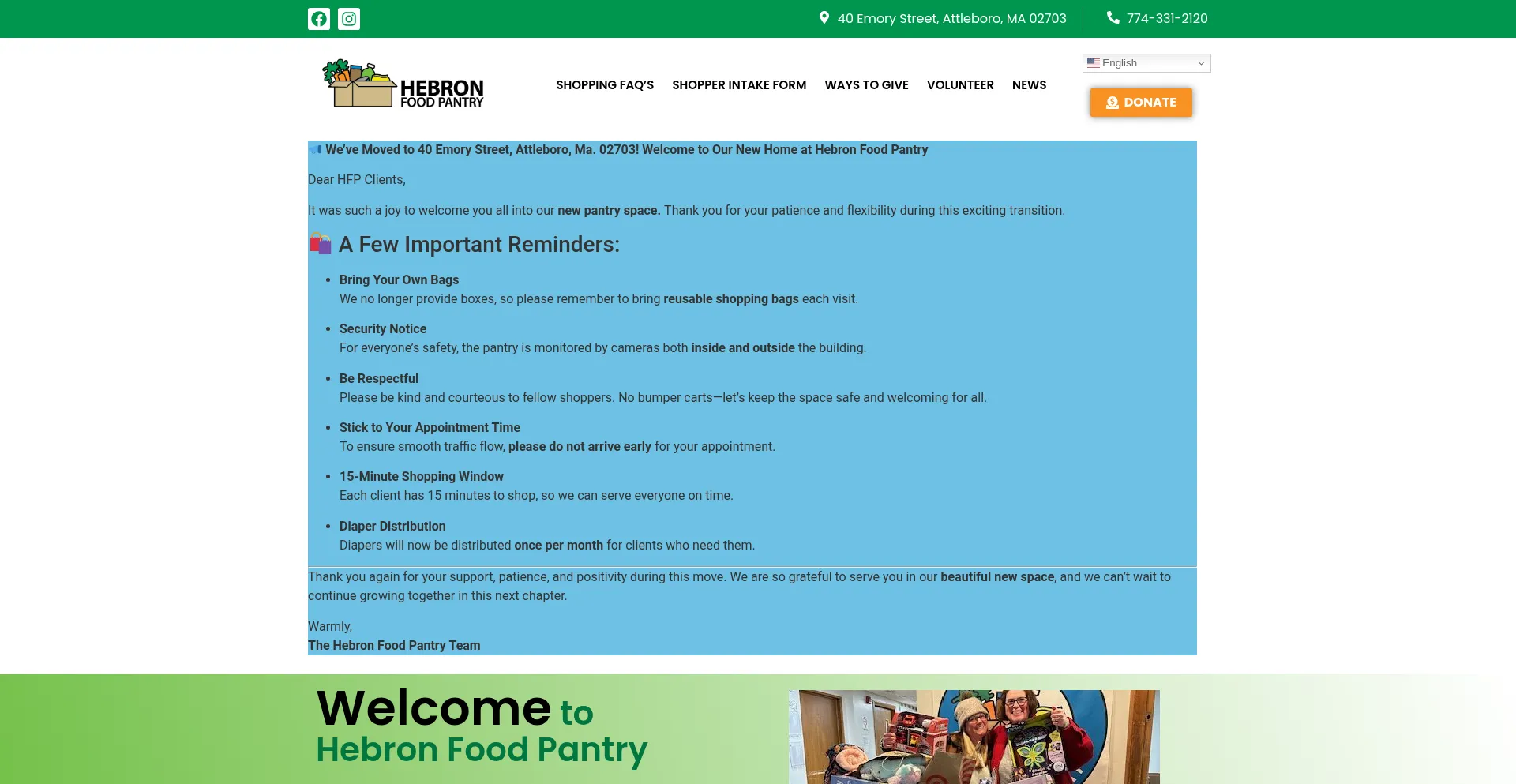 ¿És Seguro y Confiable Hebronfoodpantry.org?