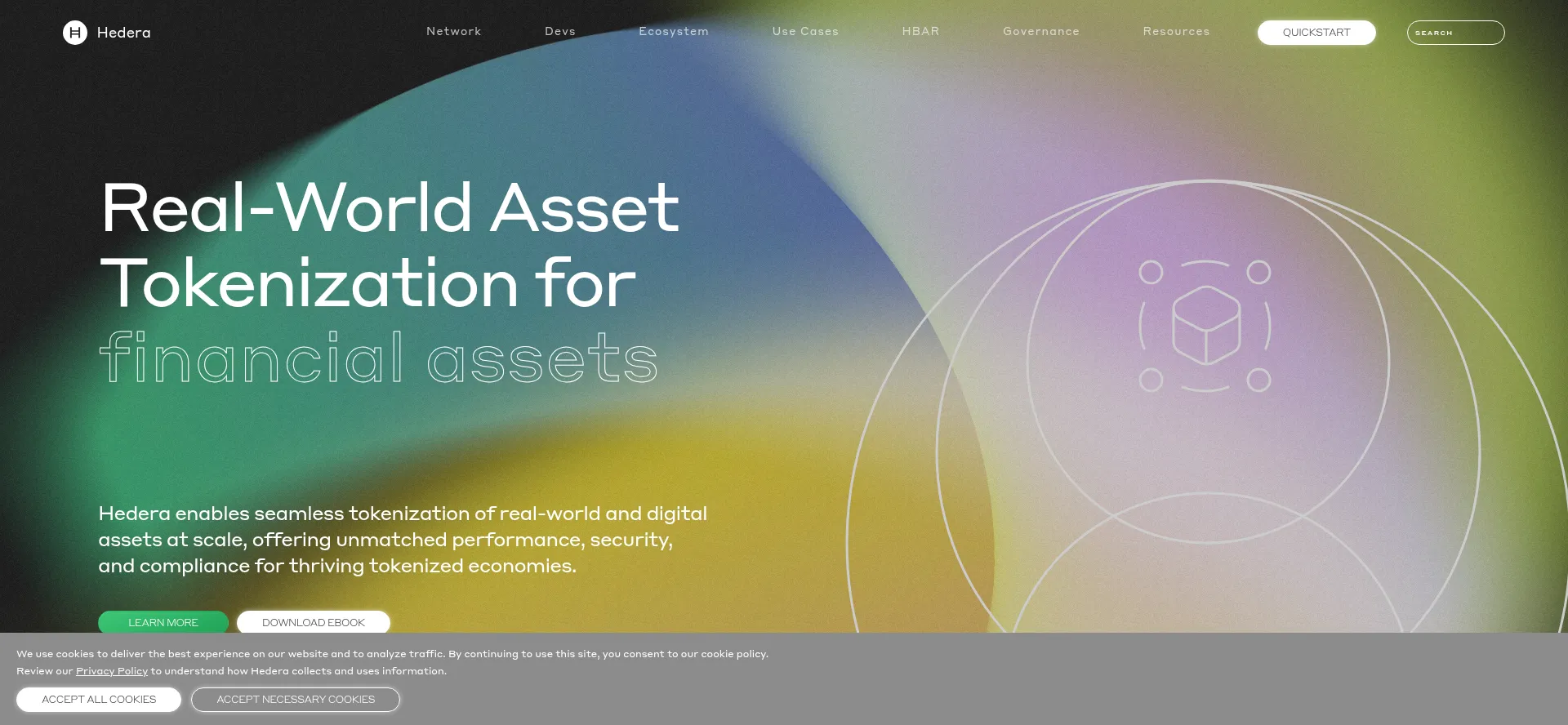 Website screenshot of Hedera.com