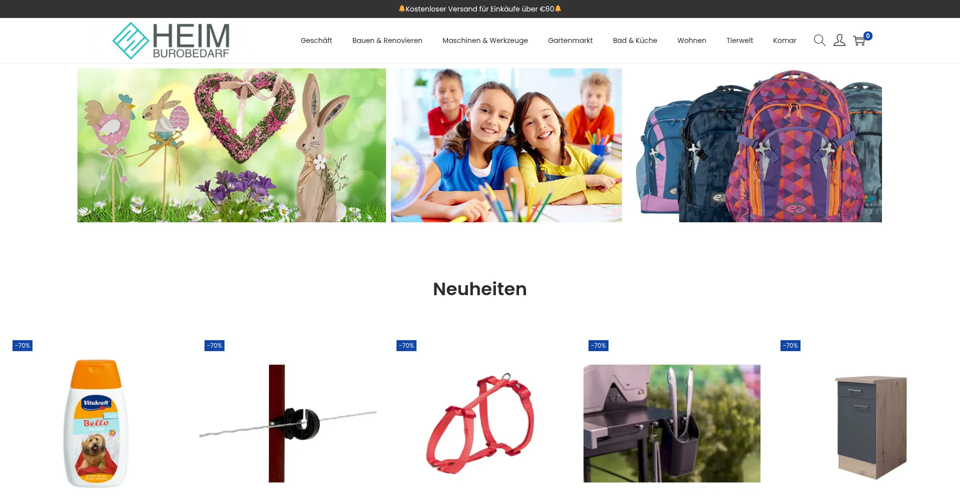 Website screenshot of Heimburobedarf.com