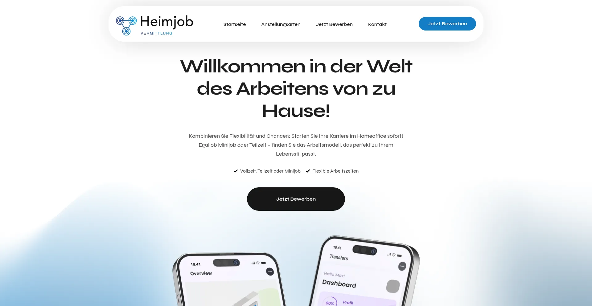 Website screenshot of Heimjob-vermittlung.de