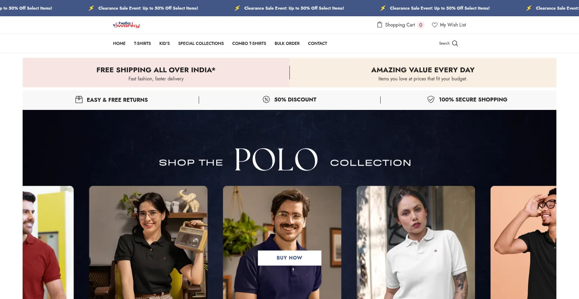 Website screenshot of Helloswanky.com