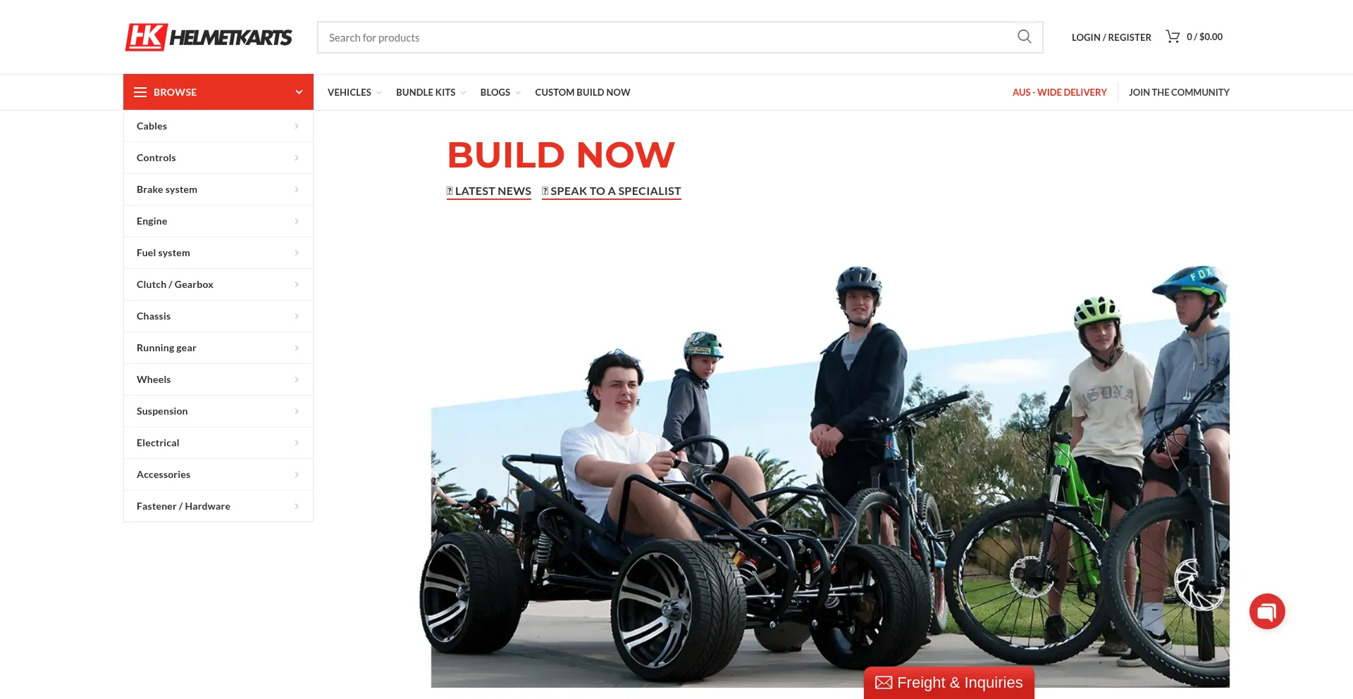 Website screenshot of Helmetkarts.com