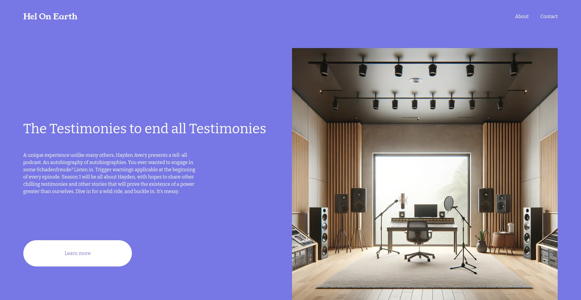 Website screenshot of Helonearthpodcast.art