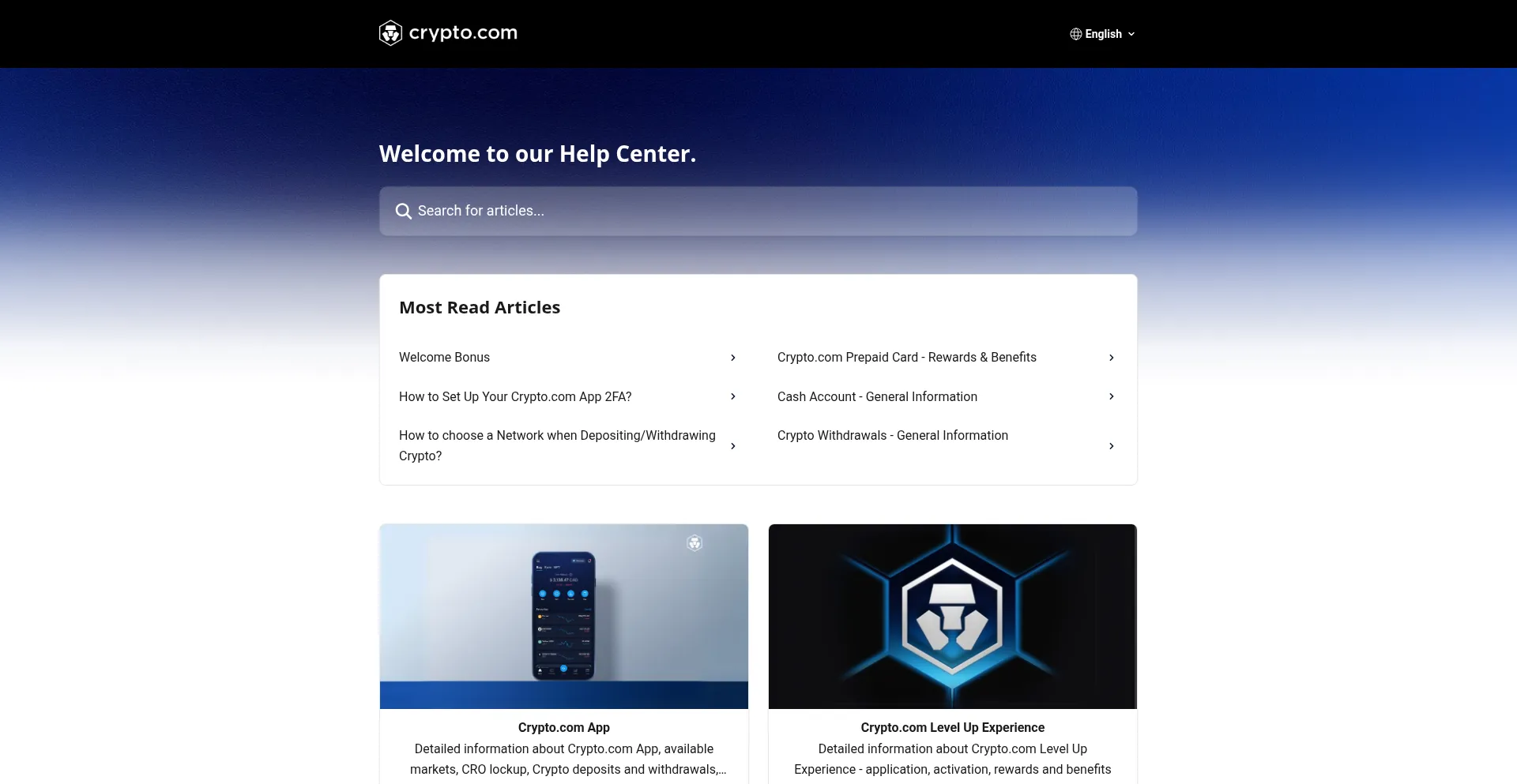 Help.crypto.com Screenshot