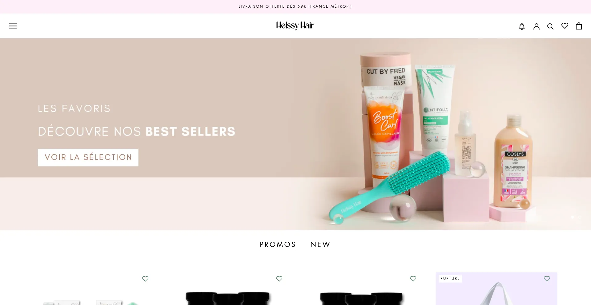 Website screenshot of Helssyhair.com