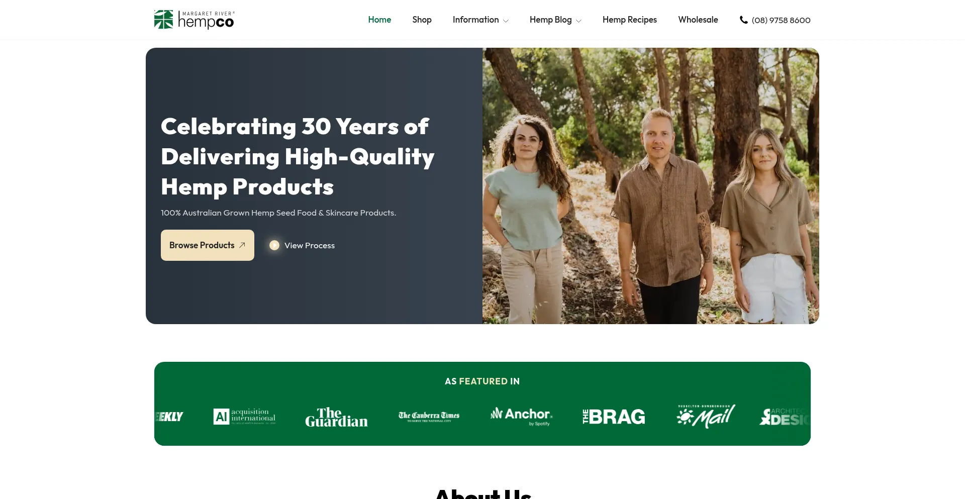 Website screenshot of Hempco.net.au