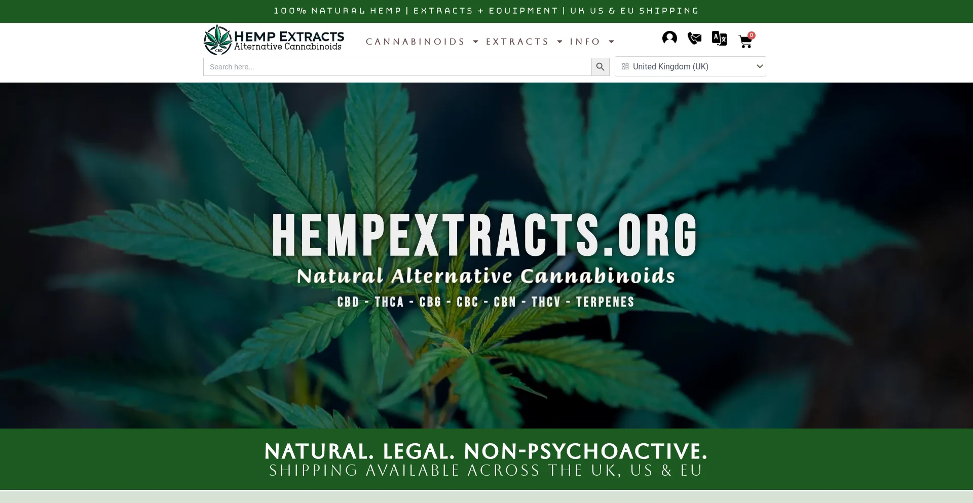 Website screenshot of Hempextracts.org