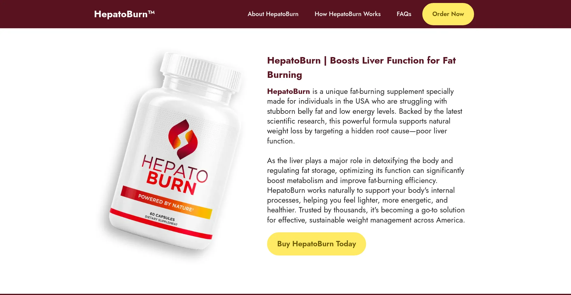 Website screenshot of Hepato-burn.us