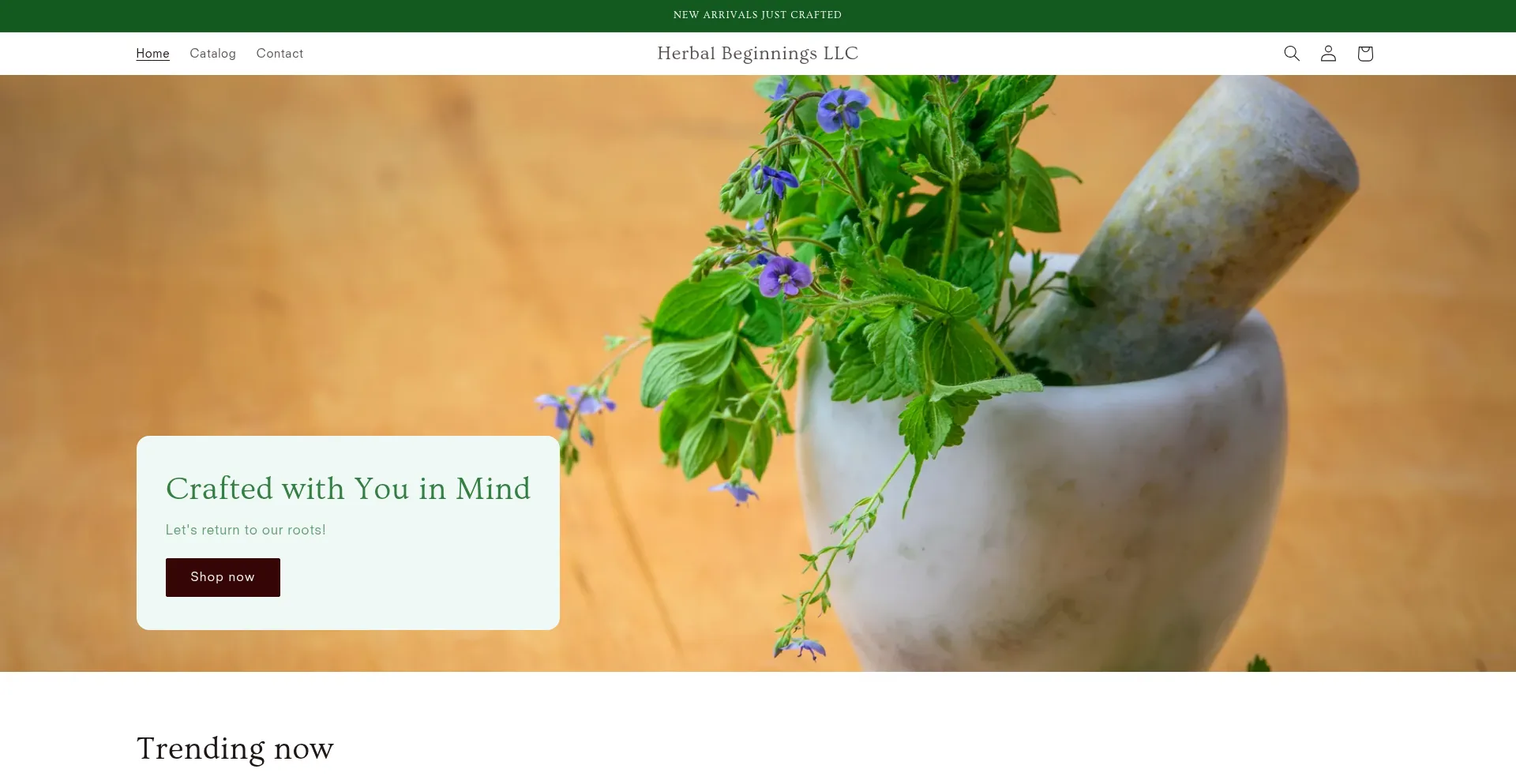 Website screenshot of Herbal-beginnings.com