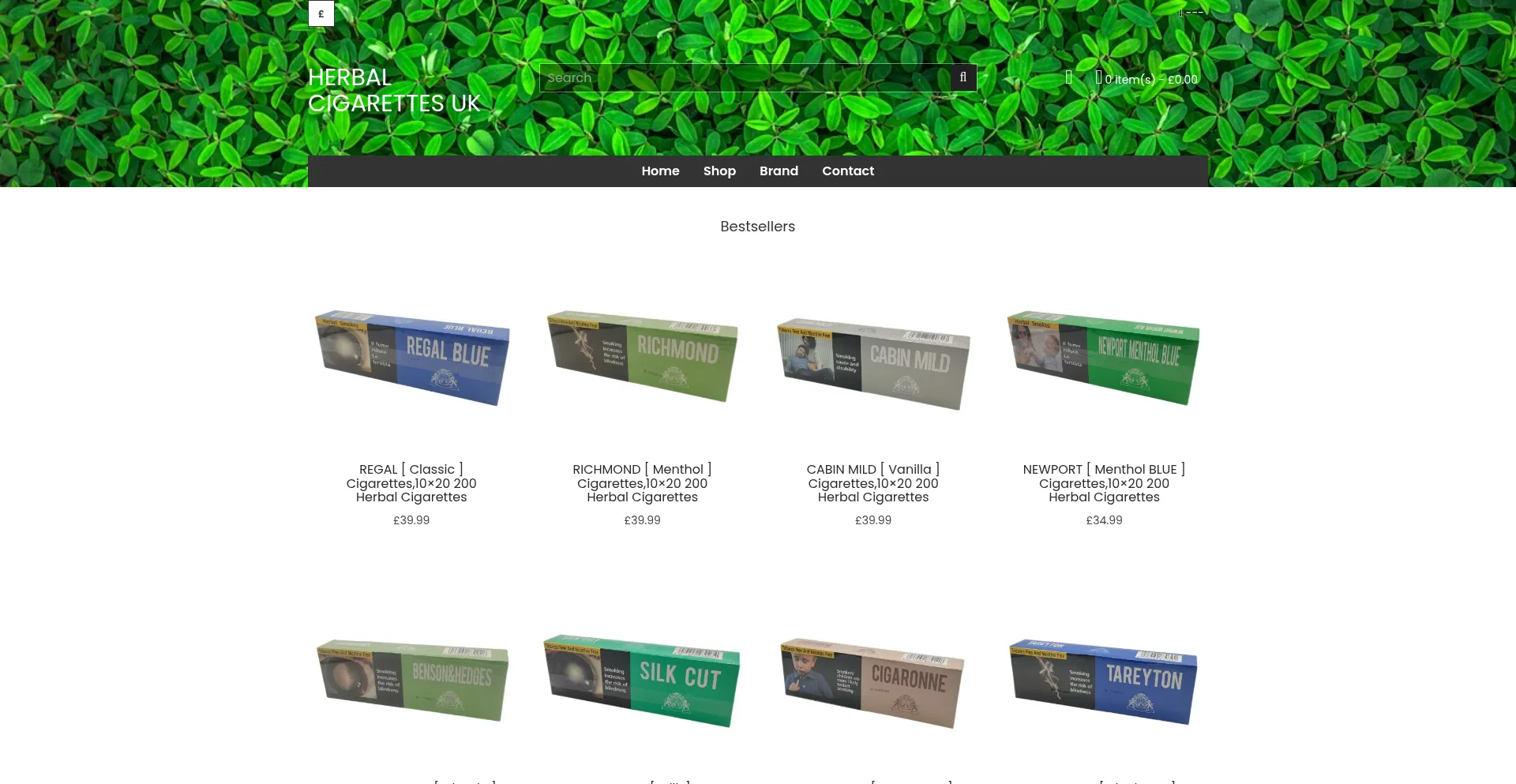 Website screenshot of Herbalcigarettes.uk