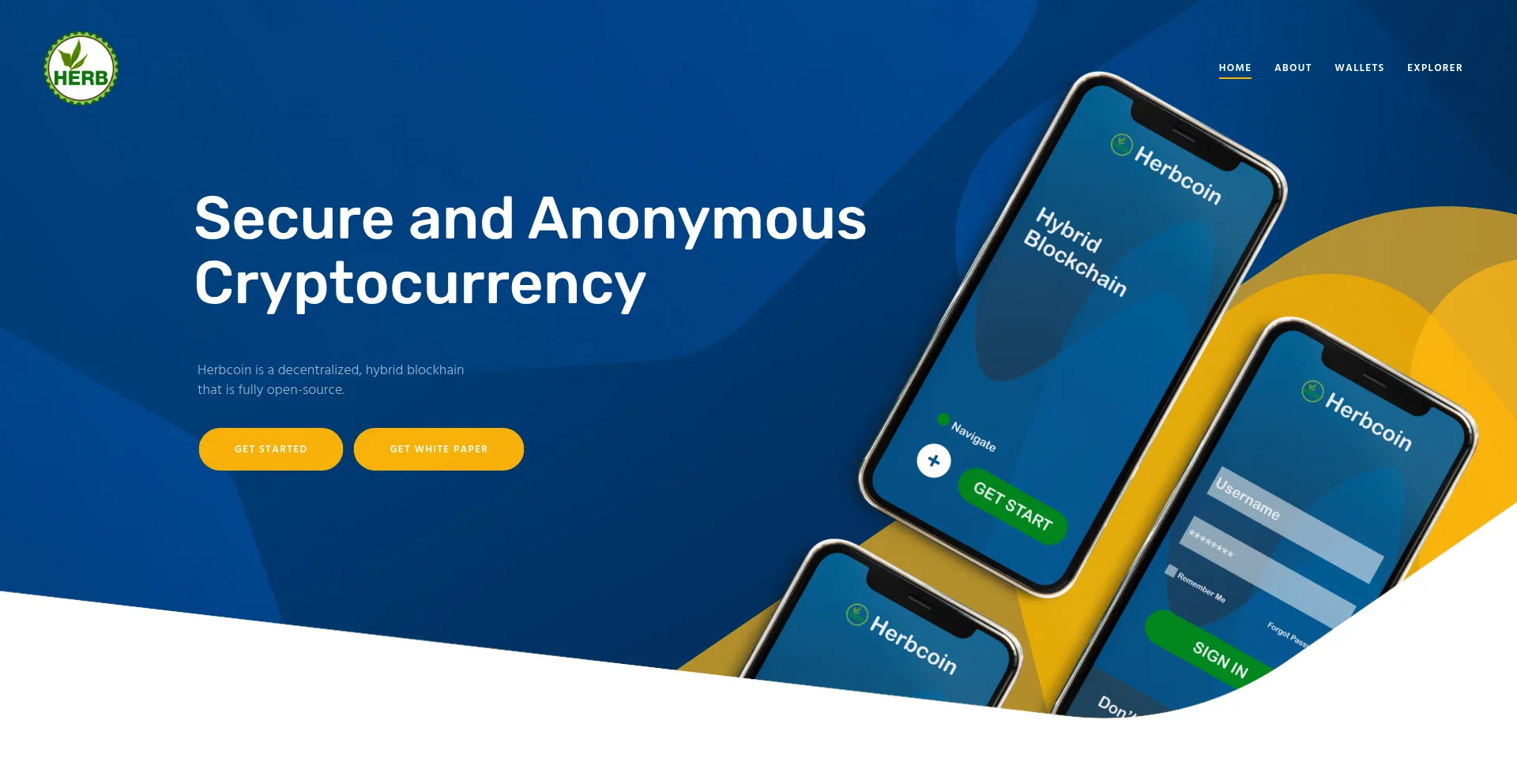 Website screenshot of Herbcoin.io