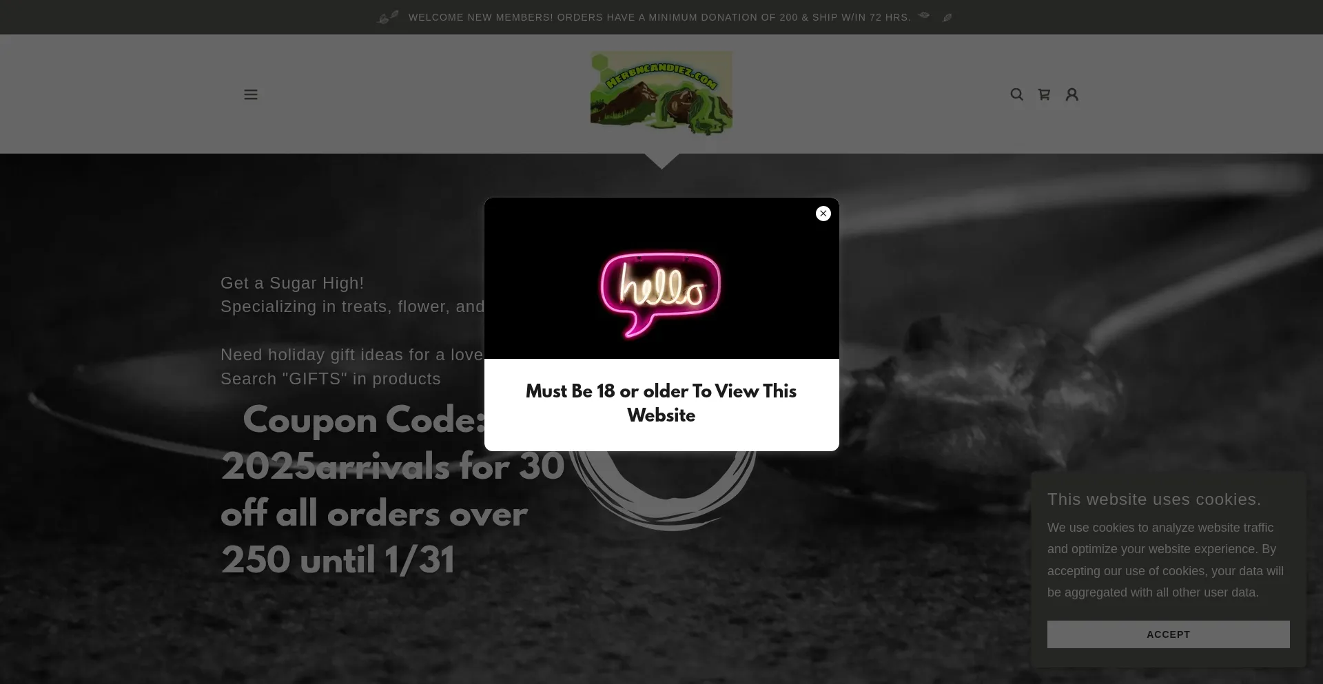 Website screenshot of Herbncandiez.com