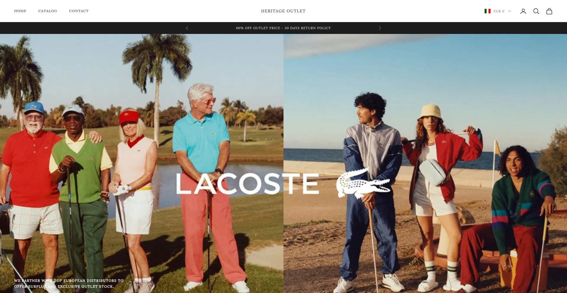Website screenshot of Heritageoutlet-store.com