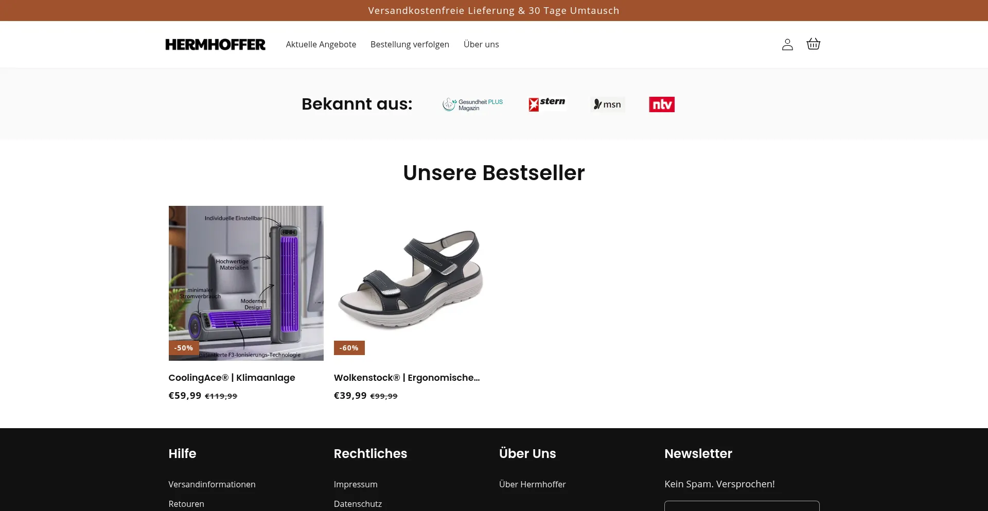 Website screenshot of Hermhoffer.de